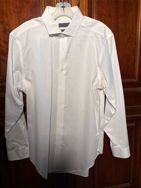 Calvin Klein White Men's Slim Fit Dress Shirt 16 1/2 32/33